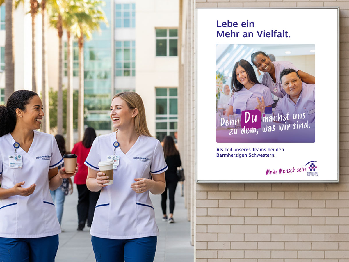 Posterreihe zur Mitarbeiterbindung und Vorstellung der neuen Arbeitgebermarke Barmherzige Schwestern Referenzkunde von twentyfourtalents