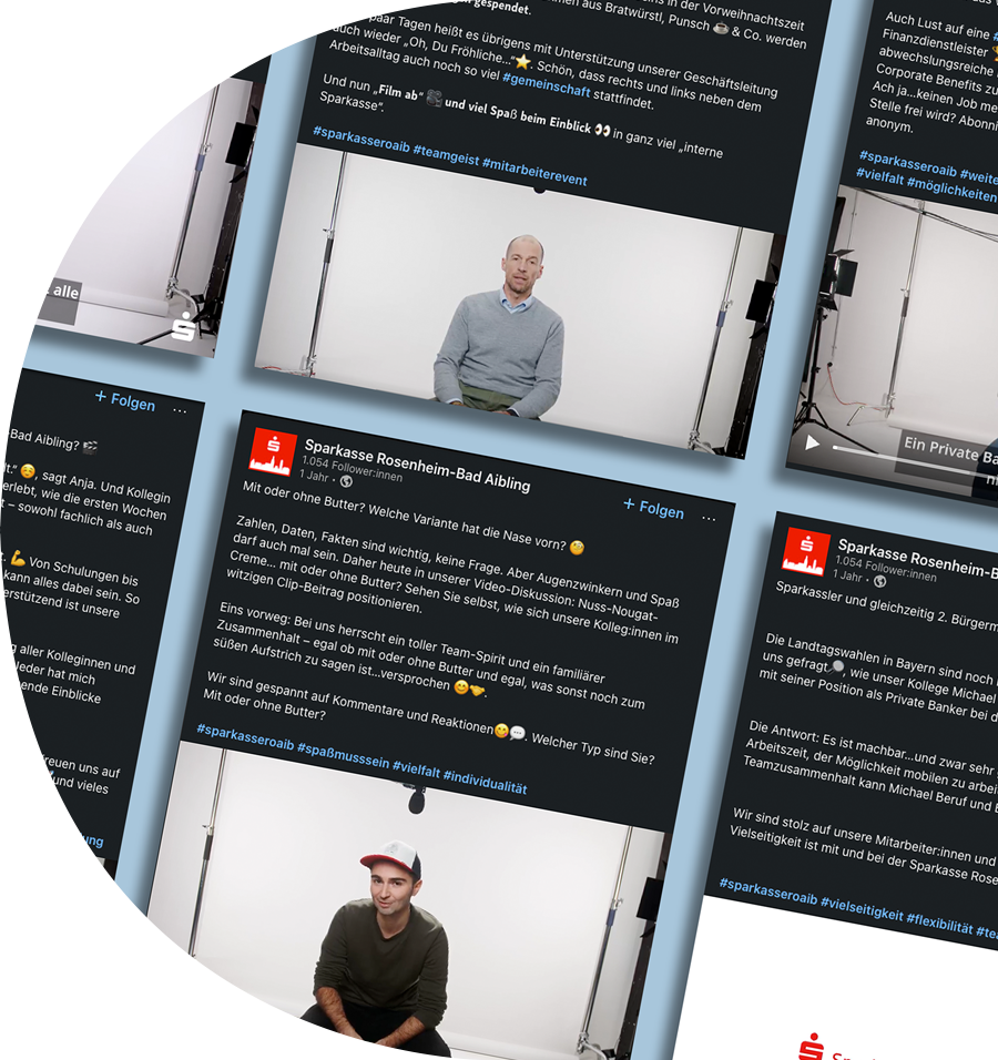 Social Media Kampagnen Posts Ansicht mehrere Posts sind sichtbar für Sparkasse Rosenheim Bad Aibling
