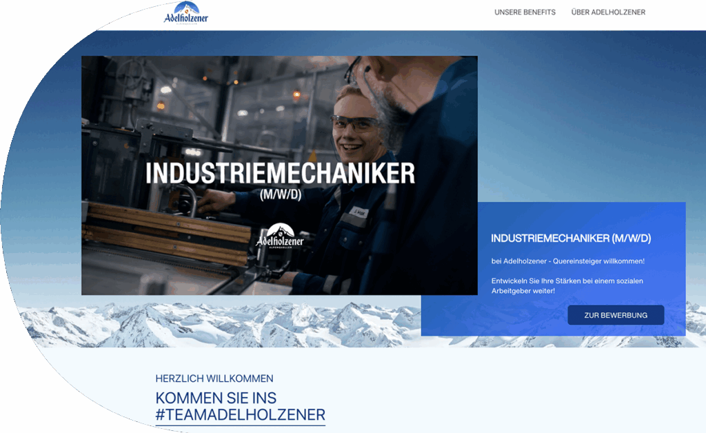 Adelholzener Landingpage Insdustriemechaniker mwd Kundenreferenz von twentyfourtalents – Ihre Experten für Employer Branding und Recruiting in Rosenheim