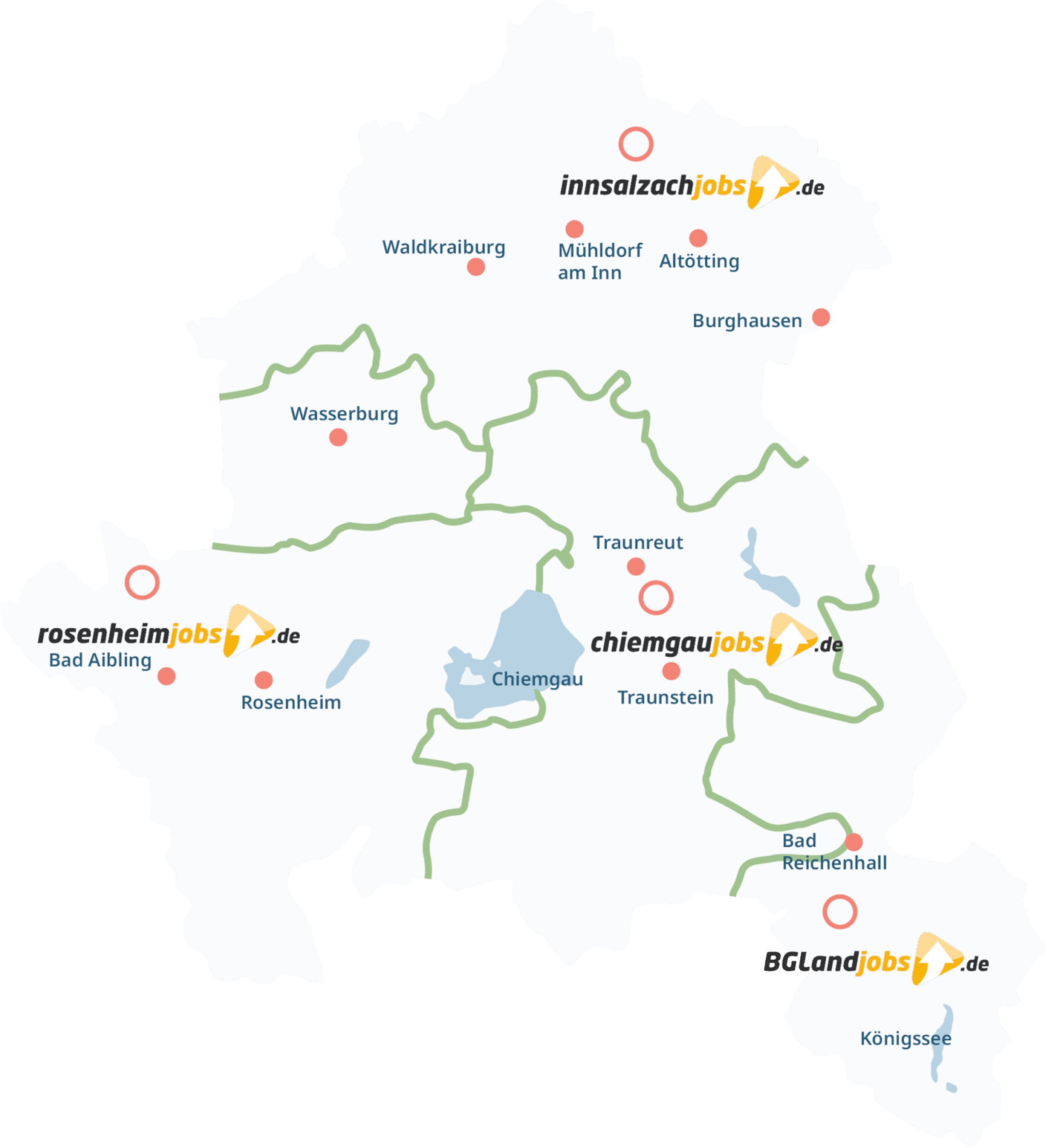Karte der Jobportale OVB Media rosenheim jobs chiemgau jobs innsalzach jobs BG Land Jobs auf der Seite twentyfourtalents