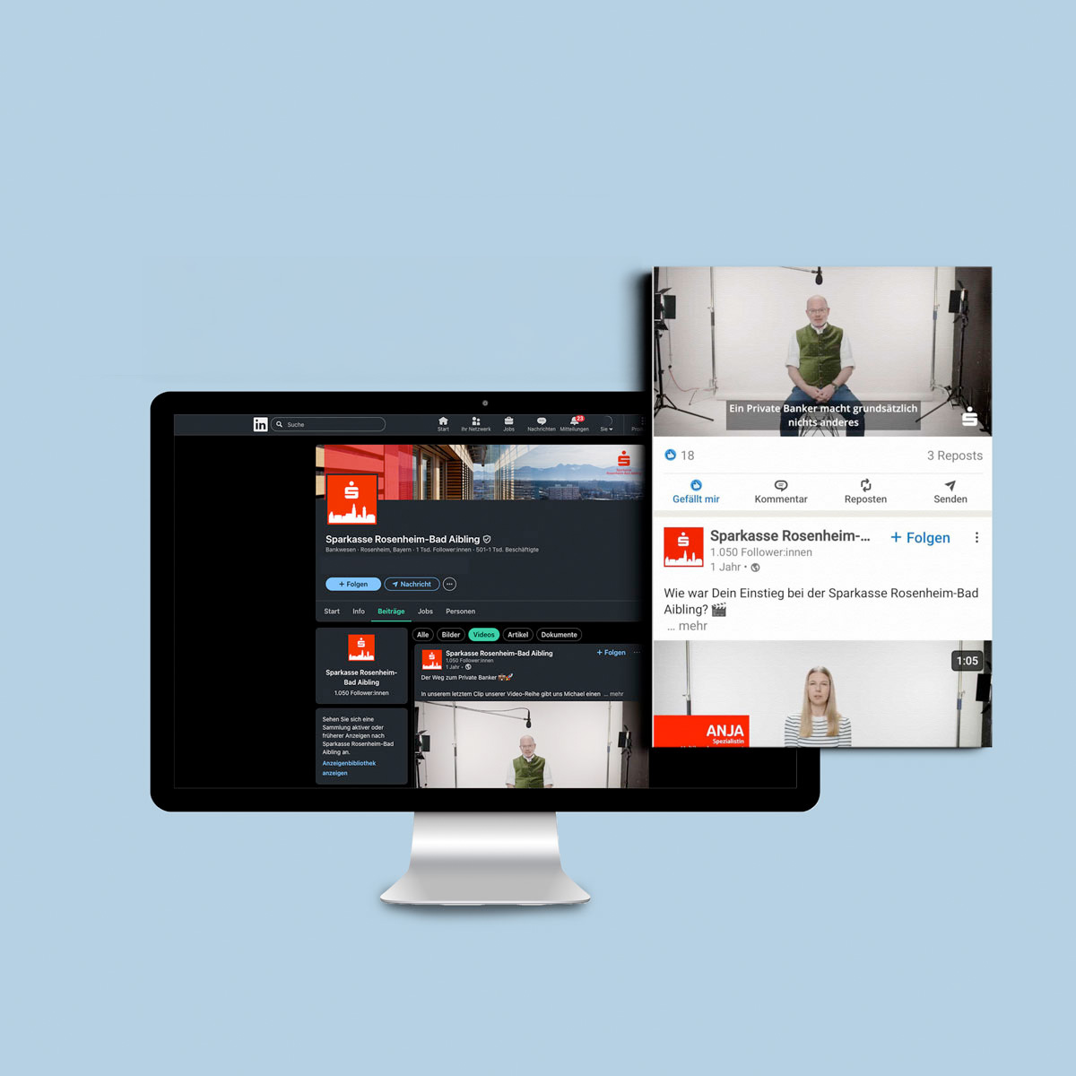 Sparkasse Mockup LinkedIn Referenzkunde von twentyfourtalents